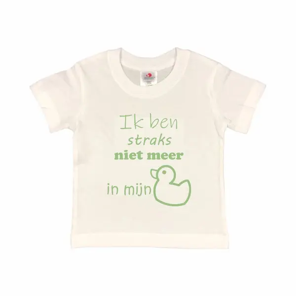 Shirt Aankondiging Zwangerschap "Ik Ben Straks Niet Meer In Mijn Eendje | Korte Mouw | Wit/sage Green (saliegroen) | Maat 98/104 Zwangerschap thumbnail