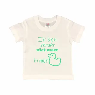 Shirt Aankondiging Zwangerschap "Ik Ben Straks Niet Meer In Mijn Eendje | Korte Mouw | Wit/mint | Maat 98/104 Zwangerschap Aankondiging Bekendmaking