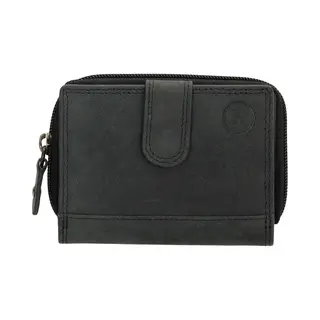 Hide & Stitches - Leren Rits Portemonnee - Voor Dames / Heren - Kleine Portemonnee - Zwart