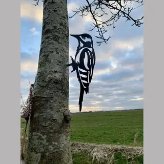 Metaalversiering.nl Metalen Vogels Tuin Decoratie - De Grote Bonte Specht - Decoratie Vogels