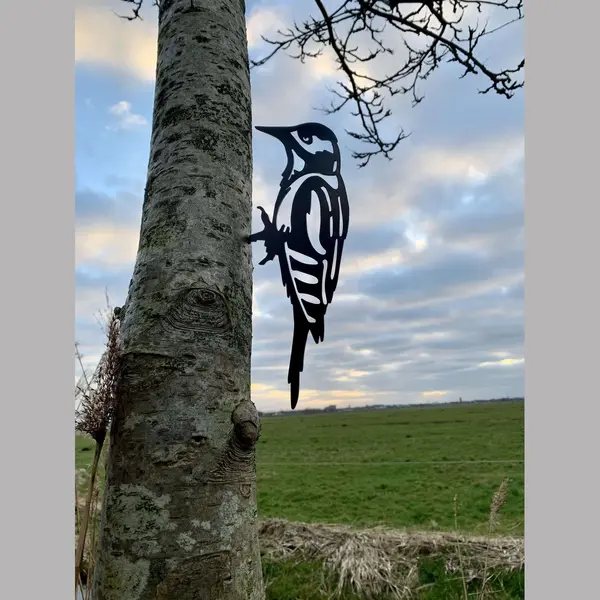 Metaalversiering.nl Metalen Vogels Tuin Decoratie - De Grote Bonte Specht - Decoratie Vogels thumbnail