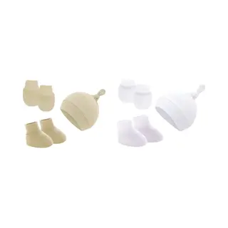 Mylinsé 2 Stuks - Baby Newborn Muts, Krabwantjes En Slofjes - Beige/Geel En Wit