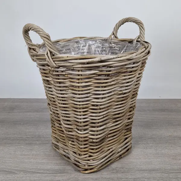 Migo Styling - Plantenmand - Vierkant - Rond - Riet - Rotan - Dia 40 Cm Boven - Onder 26x26 Cm thumbnail