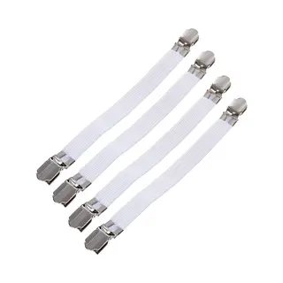 4 Stuks Lakenklemmen - Metalen Gesp - Bevestigingsband - Lakenspanners Set - Overtrek Spanners - Dekbedspanners - Lakenspanner - Elastisch - Zwart-