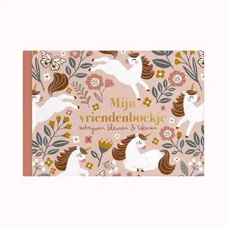 Vriendenboekje Unicorn - Vriendenboekje Meisje - Vriendenboek Goud - Kleuren En Tekenen - Vriendenboek 4 T/m 10 Jaar - Writemoments