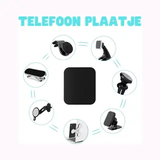 Metalen Plaatje Telefoon - Zelfklevend Magnetisch- Rechthoekig Zwart - Magneet Voor Telefoon - Auto Magneet - Telefoonhouder - Telefoon Sticker -