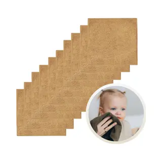 Funnies Spuugdoekjes 10-Pack Sand - Set Van 10 Zachte Spuugdoeken, Monddoekjes, Kwijldoekjes - 30x30 Cm - 100% Katoenen Badstof - Absorberend,
