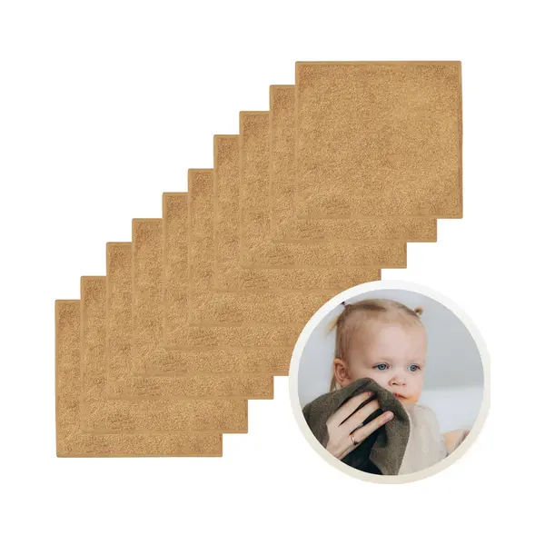 Funnies Spuugdoekjes 10-Pack Sand - Set Van 10 Zachte Spuugdoeken, Monddoekjes, Kwijldoekjes - 30x30 Cm - 100% Katoenen Badstof - Absorberend, thumbnail