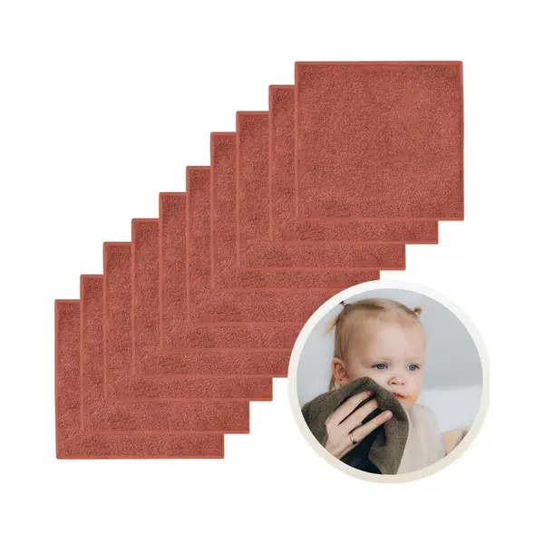 Funnies Spuugdoekjes 10-Pack Copper - Set Van 10 Zachte Spuugdoeken, Monddoekjes, Kwijldoekjes - 30x30 Cm - 100% Katoenen Badstof - Absorberend, thumbnail