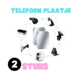 Metalen Plaatje Telefoon - 2 Stuks Zilver - Zelfklevend Magnetisch- Rechthoekig Zilver - Magneet Voor Telefoon - Auto Magneet - Telefoonhouder -