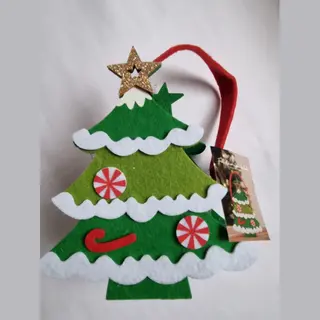 nn Tasje Kersttasje Vilt Met Glitter, Kerstdecoratie, 17 Cm Hoog. Kerstboom