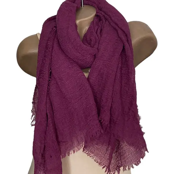 Dames Effen Kleur Sjaal Aubergine Paars thumbnail