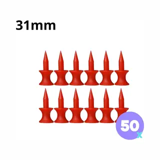 Golf Tees - 50 Stuks - 31mm - Duurzaam Kunststof - Red - Golf Accesoires - Golfset - Golftee