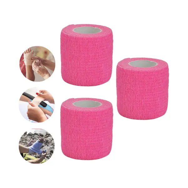 Zelfklevend Verband - Roze - 3 Stuks - Elastisch - Bandagetape - Sporttape - Verband Voor Pols, Elleboog, Enkel En Nog Veel Meer - Anti Blaar - Anti thumbnail