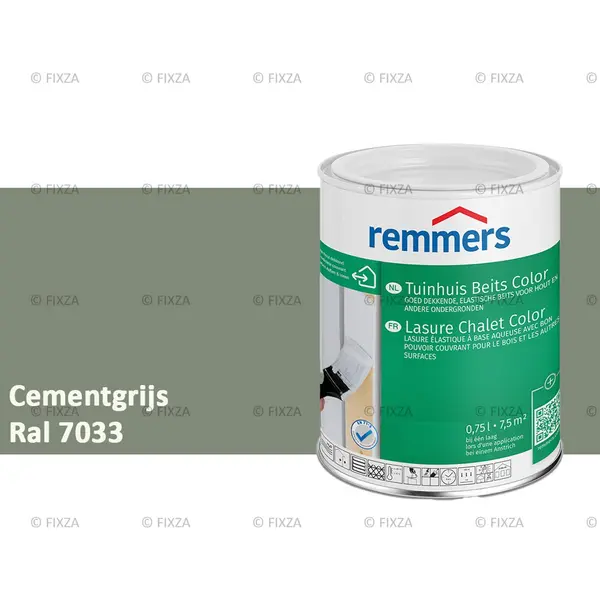 Remmers Tuinhuis Beits Color Ral 7033 Cementgrijs 0, 75 Liter thumbnail
