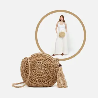 Flipflop Club® Rolling Rotan Shoulder Bag | Coffee | Tasje | Stro Tas | Schoudertas, Modieuze Holle Strandtasje Voor Op Reis Of Vakantie
