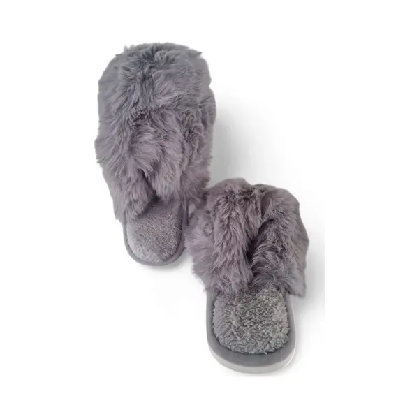 Pantoffels Dames – Instappers - Maat 41- Bont - Grijs - Warm thumbnail