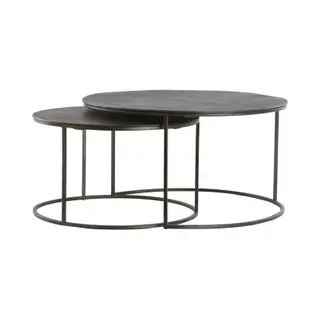 Light & Living - Salontafel Talca - Ø76x41cm - Bruin - Set Van 2