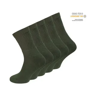 Vca Textil Army Socks - Wandelsokken - Legergroene Sokken Maat 43 46 - Badstof - 5 Paar