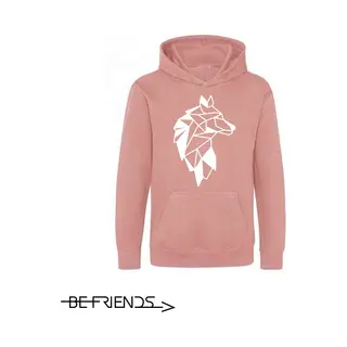 Be Friends Hoodie - Wolf - Kinderen - Roos - Maat 7-8 Jaar