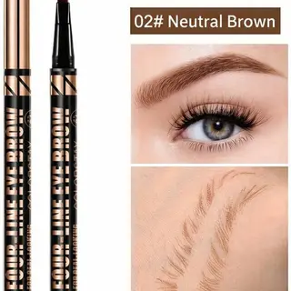 Qiciy 3D Wenkbrauwpotlood Waterproof - Neutraal Bruin - Brown - 48 Uur Lang - Haarachtige Kleur-effect - Precisie Micro-inktpen - Eyebrow Pen -