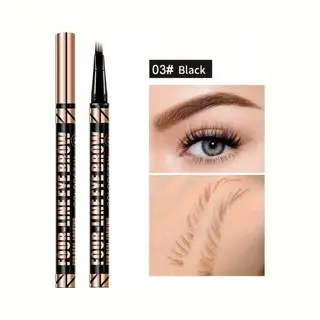 Qiciy 3D Wenkbrauwpotlood Waterproof - Zwart - Black - 48 Uur Lang - Haarachtige Kleur-effect - Precisie Micro-inktpen - Eyebrow Pen - Professionele