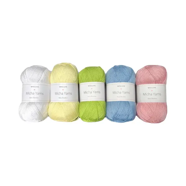 Bollen Bundel - 70% Bamboe 30% Katoen Haakgaren - 5 Bollen Pakket - 5 X 50gram - Rainbow Pastel (002) - Baby Bamboo - Micha Yarns thumbnail