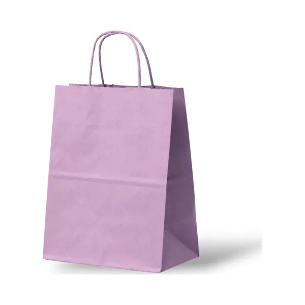 Papieren Draagtas (S) - 50 Stuks - Licht Roze/Roze/Kraft - 18x8x24 Cm - Papieren Tasjes - Kraft Tas - Tassen - Cadeau Tas - Hoogwaardig Natron Kraft thumbnail