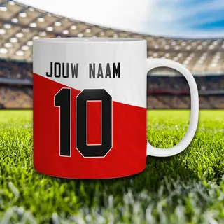 Kleurmedia Utrecht Voetbal Mok - Gepersonaliseerd Met Jouw Naam En Nummer - Voetbal Shirt Op Mok - 325 Ml - Koffiemok - Voetbal Cadeau