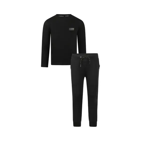 Koko Noko - Basic Collection - Biologisch Katoen - Kledingset - Joggingbroek Zwart - Shirt Zwart - Maat 104 thumbnail