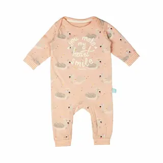 Charlie Choe - Lichtroze Boxpak - Salopette - Kruippakje - Babypakje - Jumpsuit - Geboortepakje - Romper - Zwanen - Maat 50