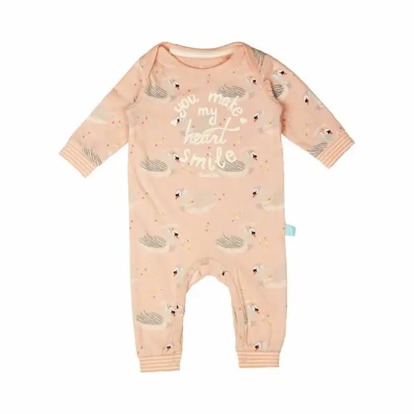 Charlie Choe - Lichtroze Boxpak - Salopette - Kruippakje - Babypakje - Jumpsuit - Geboortepakje - Romper - Zwanen - Maat 50 thumbnail