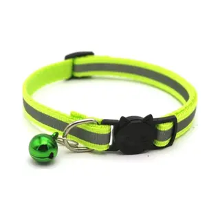 Katten Halsband - Reflecterend - Veiligheidssluiting - Verstelbaar 19-32 Cm - Met Belletje - Licht Groen