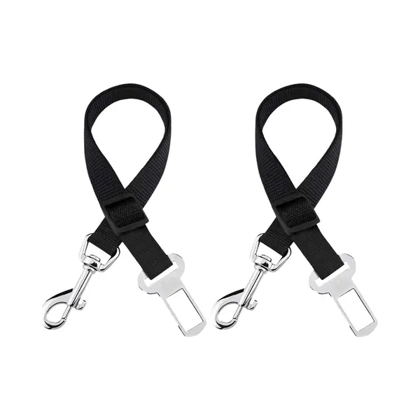 2x Hondenriem Auto - Riem Voor Honden - Autogordel Riem - Zwart - Black - Verstelbare Riem - Verstelbare Auto Gordel - Dieren - Hond - Auto Honden thumbnail