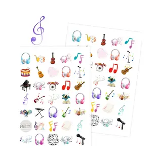 Allemaalstickersenzo Muziek Stickers - 2 Grote Stickervellen - 70 Stickers Voor Muziekles