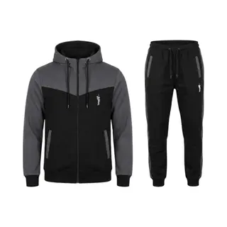 Hitman - Trainingspak Heren - Joggingpak Heren - Sportkleding Heren - Cadeau Voor Man - Katoen - Grijs/Zwart - Maat M