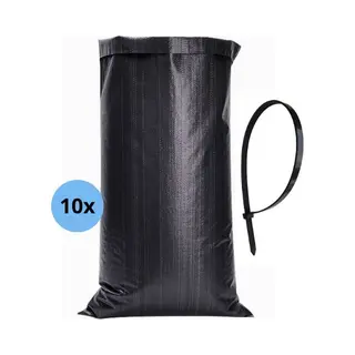 Nedwater Zandzakken 10 Stuks – 45 X 70 Cm - Zwart Incl. Sluitingsriem - Polypropyleen (Pp) - Tegen Wateroverlast - Tegen Overstroming - Ongevuld |
