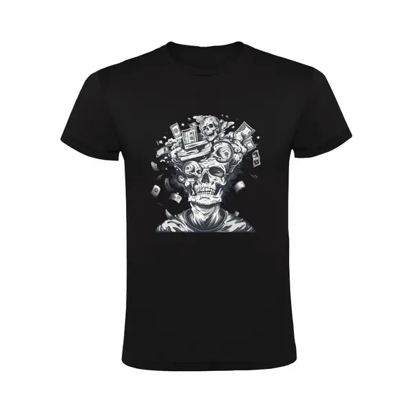 Sol's Doodskop Geld Brein Heren T-shirt - Schedel - Botten - Halloween - Horror - Skull - Skelet - Money thumbnail