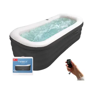 Tubble® Cuzi Jacuzzi Opblaasbaar - Black Onyx - 255L - Opvouwbaar Bad Met Bubbelbad-Functie - Whirlpool Opblaasbaar Voor Binnen En Buiten - Home Spa