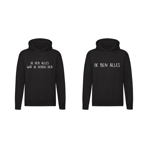 Luneno Hoodie Trui Voor Koppels - Speelse Set Van 2 - Zwart thumbnail