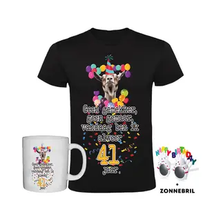 Sol's 41 Jaar Grappig Heren T-shirt + Mok + Bril - 41e Verjaardag - Jarig - Cadeau - Kado - Shirt