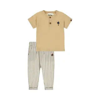 Dirkje Jongens Kledingset, T-shirt Camel En Broek Of White Maat 104