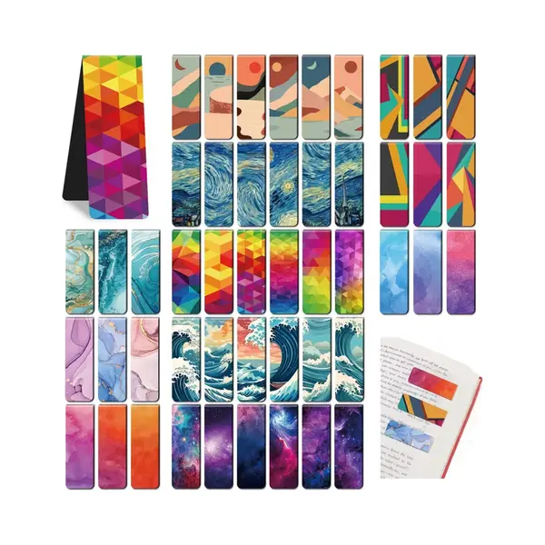 ViWaDo 96 Stuks Magnetische Bladwijzers – Leuke & Mooie Boekenleggers Met Sterke Magneet – Pagina Markers Voor Lezen, School & Kantoor – Cadeau Voor thumbnail