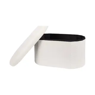 Teddy Opbergpoef Wit – Zachte Teddystof – Opvouwbaar Met Opbergruimte – 39, 5×71×38, 5 Cm – Draagkracht 90 Kg