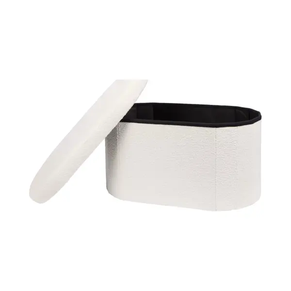 Teddy Opbergpoef Wit – Zachte Teddystof – Opvouwbaar Met Opbergruimte – 39, 5×71×38, 5 Cm – Draagkracht 90 Kg thumbnail