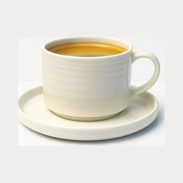 Mevaz 12-delige Porseleinen Koffiekopjes Set – 220 Ml – Geribbeld Design – 6 Kopjes + 6 Schotels – Wit Servies thumbnail