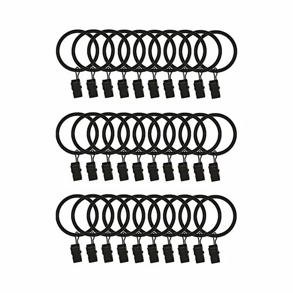 30 Stuks Gordijnringetjes Met Klemmetjes - Gordijnringen - Dikker Worden - 32mm - Rvs - Douchegordijn Ringen - Gordijnhaken - Gordijn - Douchegordijn thumbnail