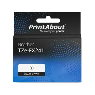 PrintAbout Huismerk Tape TZe-FX241 Zwart Op Wit (18 Mm) Geschikt Voor Brother