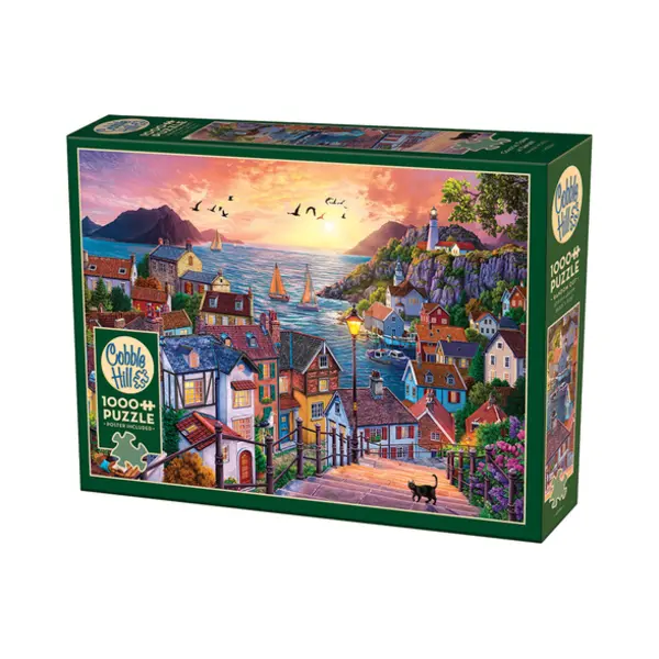 Cobble Hill Coastal Town at Sunset Puzzlespiel 1000 Stück(e) thumbnail