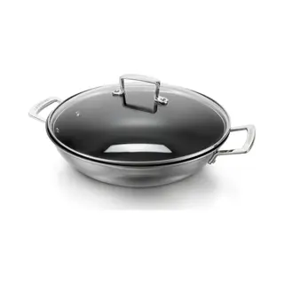 Le Creuset Wokpan Magnetik - TriPly Rvs - Ø 30 Cm / 4.3 Liter - Standaard Anti-aanbaklaag - Geschikt Voor Alle Warmtebronnen, Inclusief Inductie -